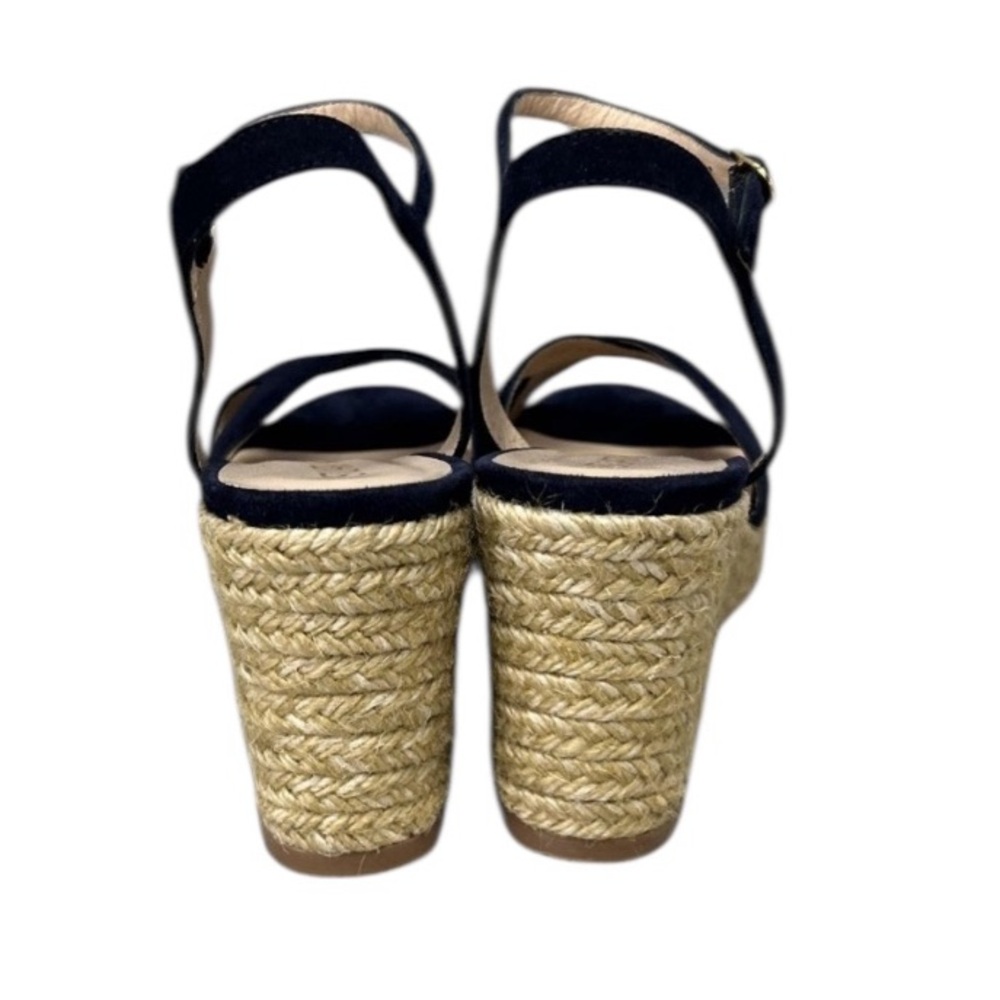 Stuart Weitzman Navy Suede Rosemarie Wedge Sandals - Picture 3 of 4